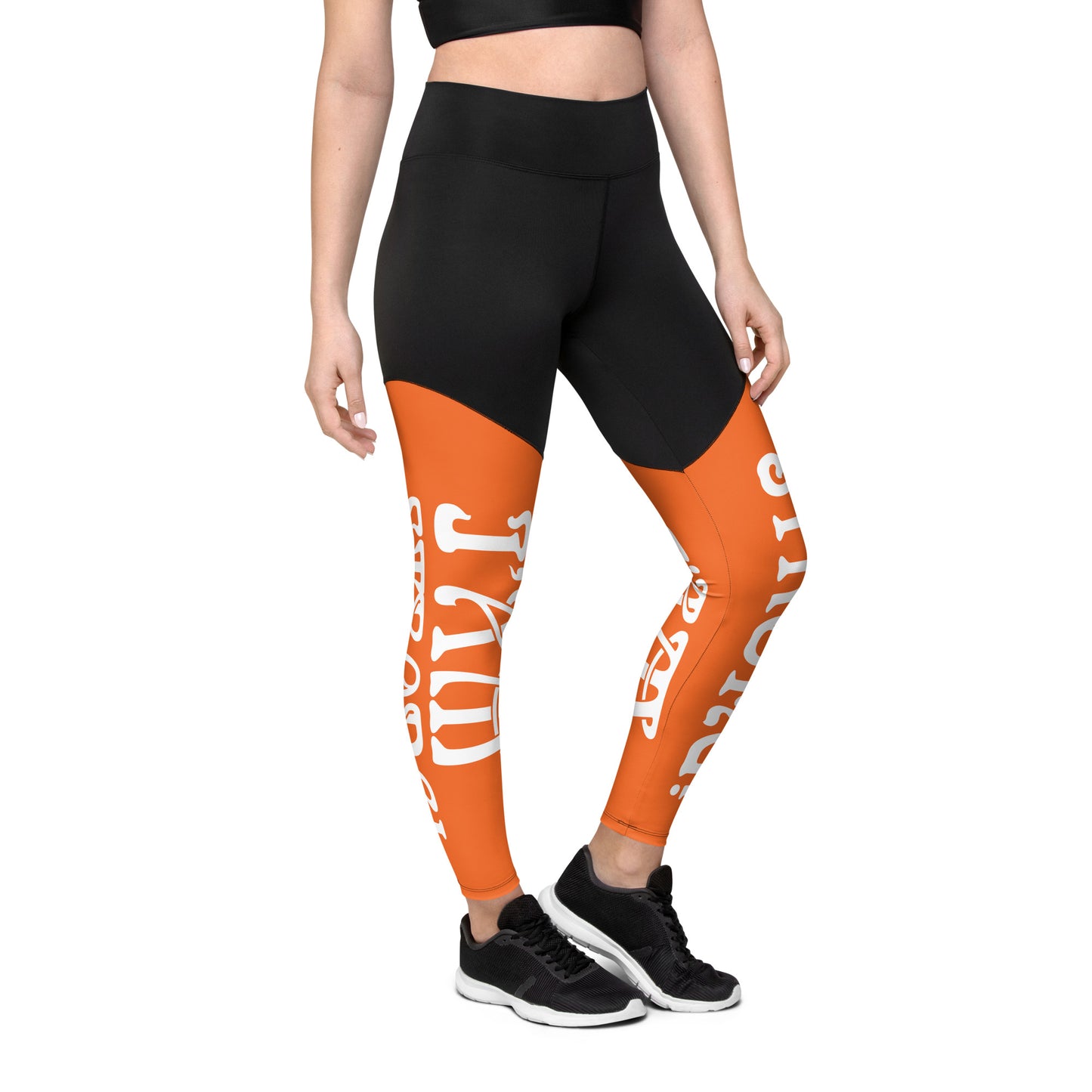 “I’AM STRONG!” Orange Sports Leggings W/White Font