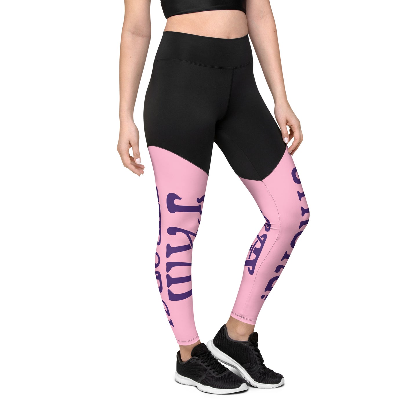 “I’AM STRONG!” Cotton Candy Sports Leggings W/Purple Font