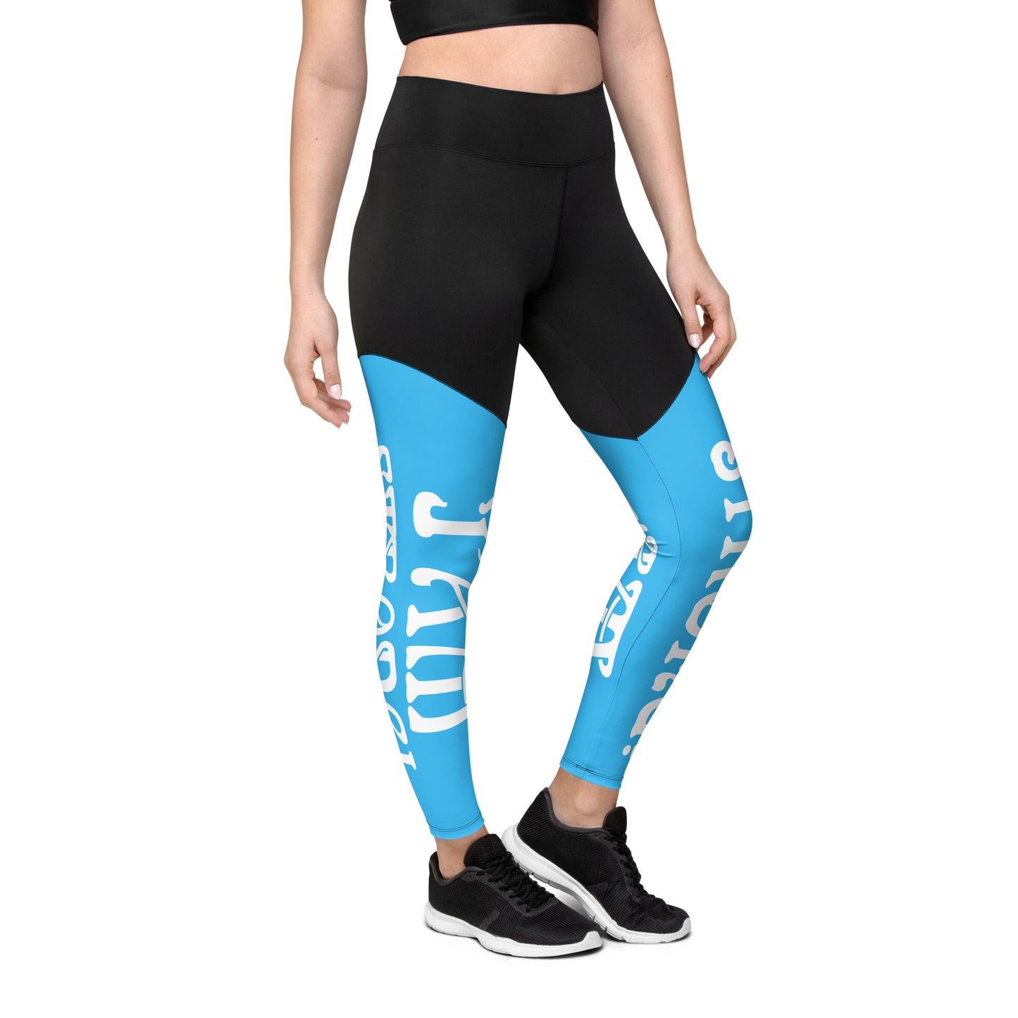 “I’AM STRONG!” SkyBlue Sports Leggings W/White Font