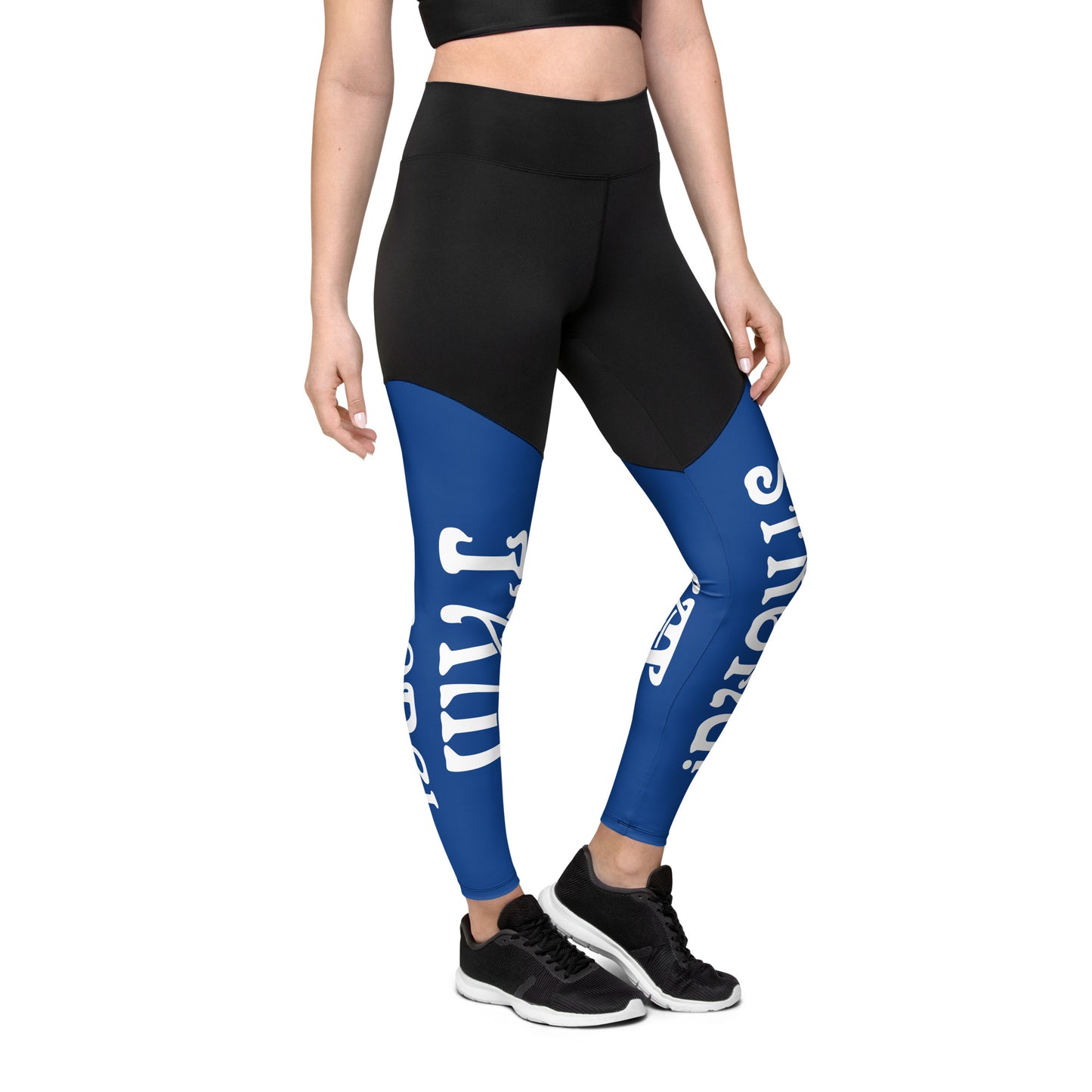 “I’AM STRONG!” Blue Sports Leggings W/White Font