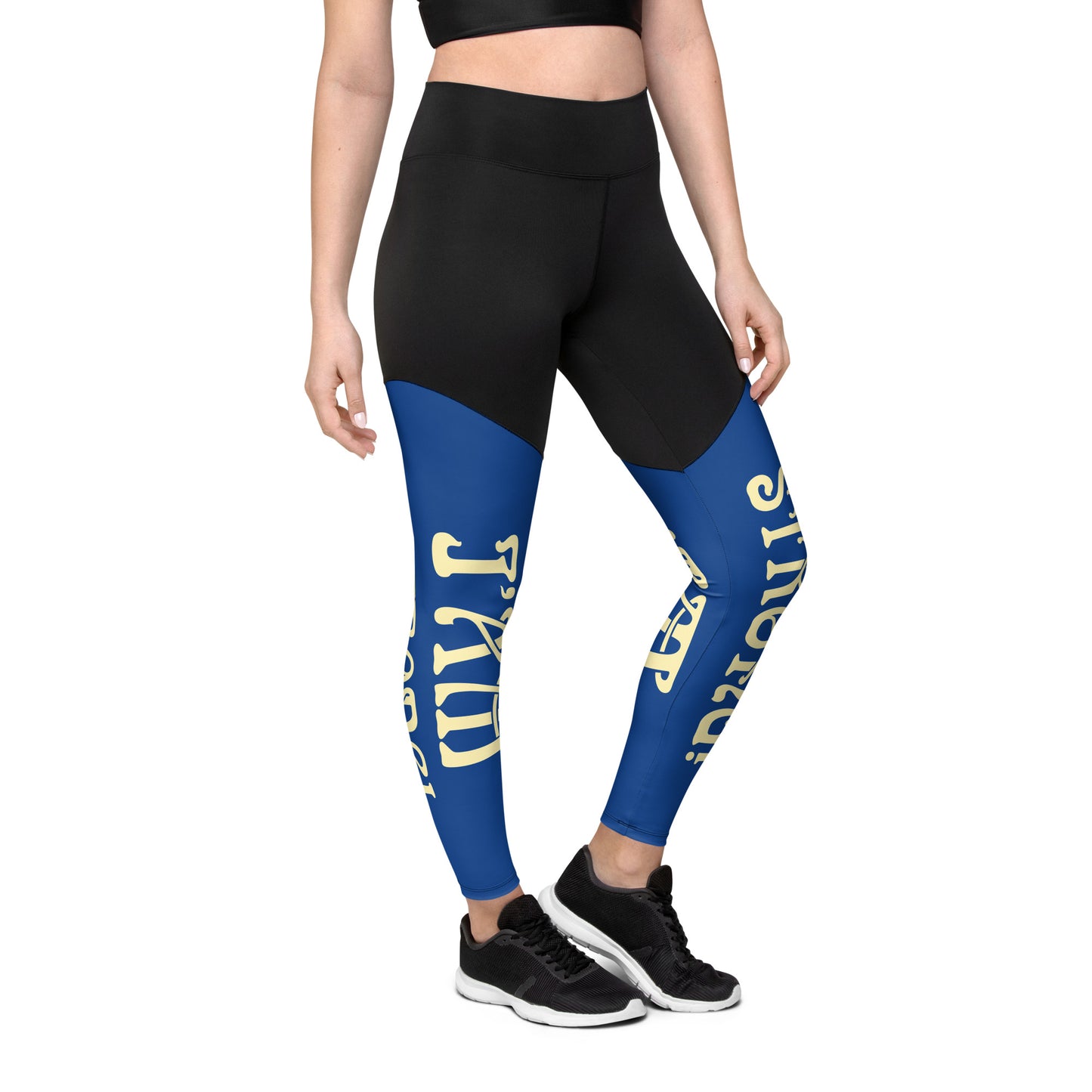 “I’AM STRONG!” Blue Sports Leggings W/Banana Font