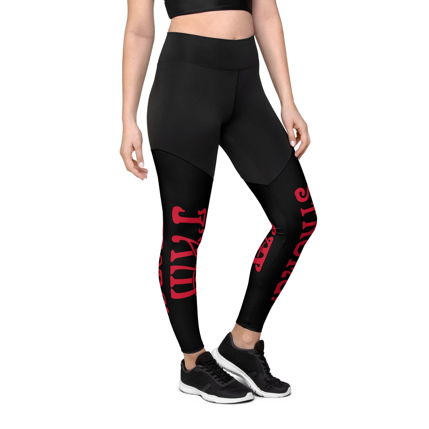 “I’AM STRONG!” Black Sports Leggings W/Red Font