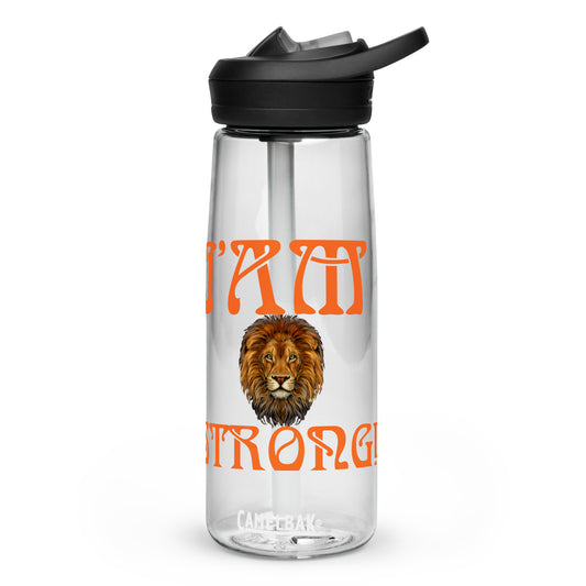 “STRONG” Sports Water Bottle W/Orange Font