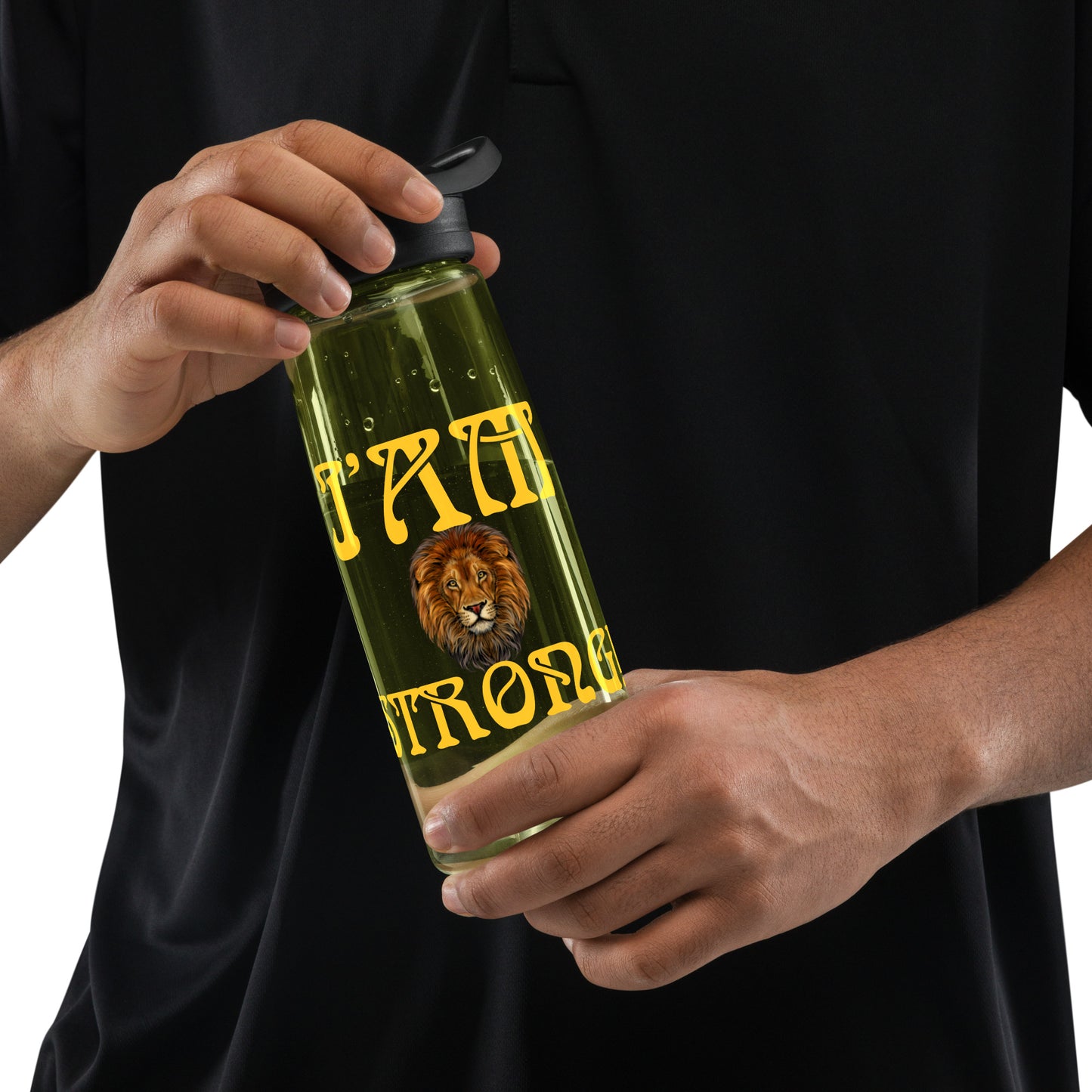 “I’AM STRONG!” Sports Water Bottle W/Yellow Font