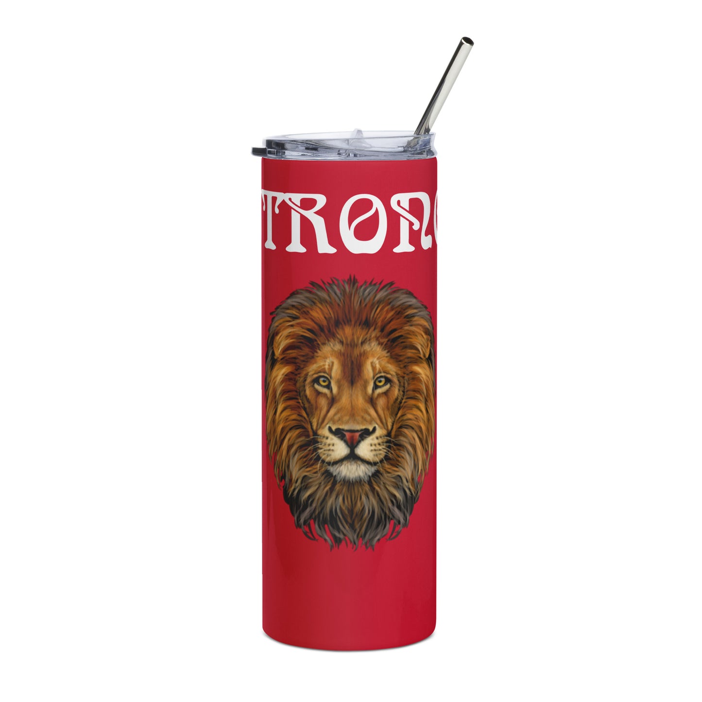 “STRONG”Red Stainless Steel Tumbler W/White Font