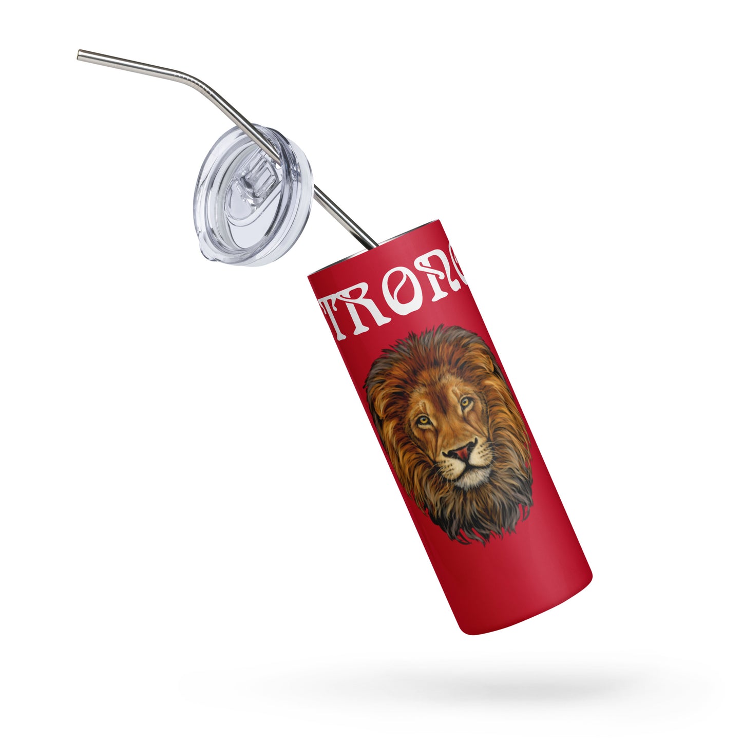 “STRONG”Red Stainless Steel Tumbler W/White Font