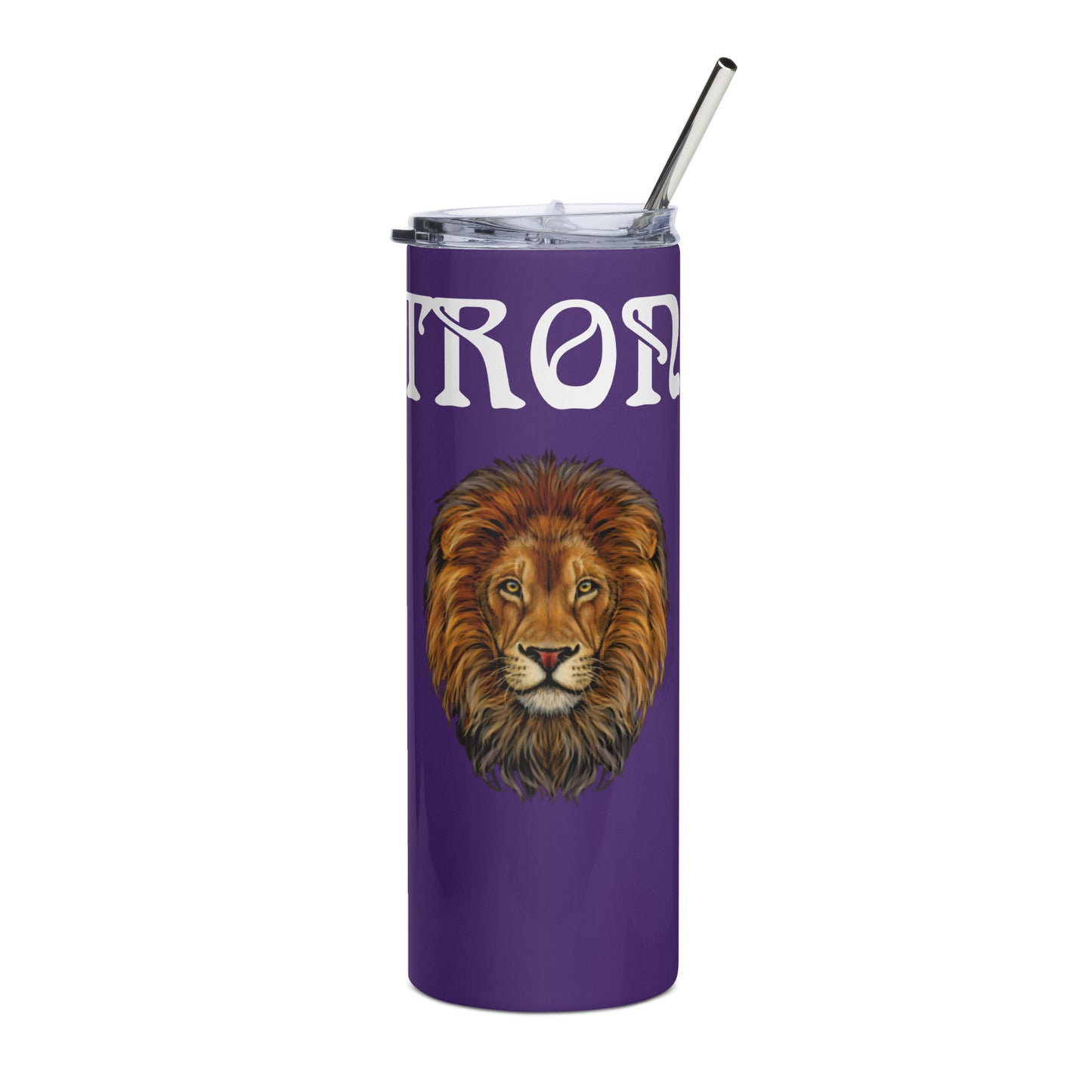 “STRONG”Purple Stainless Steel Tumbler W/White Font