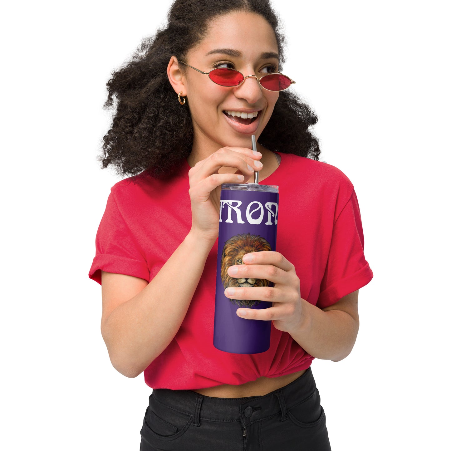 “STRONG”Purple Stainless Steel Tumbler W/White Font