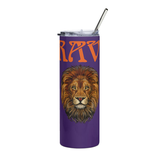 “BRAVE!”Purple Stainless Steel Tumbler W/Orange Font