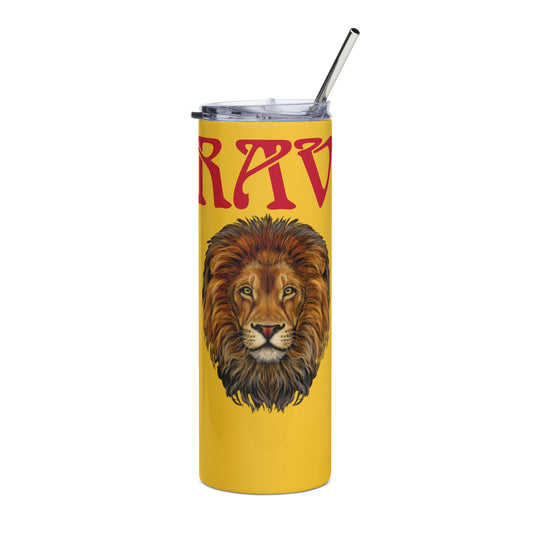 “BRAVE!”Yellow Stainless Steel Tumbler W/Red Font