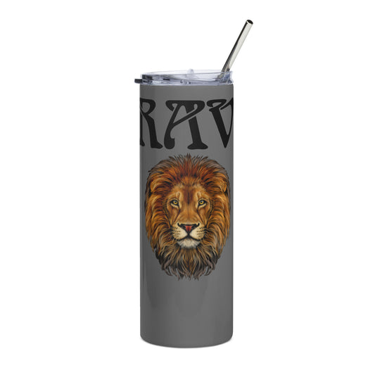 “BRAVE!”Grey Stainless Steel Tumbler W/Black Font