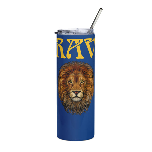 “BRAVE!”Blue Stainless Steel Tumbler W/Yellow Font