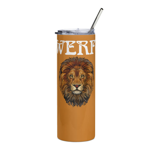 “POWERFUL!”Bronze Stainless Steel Tumbler W/White Font