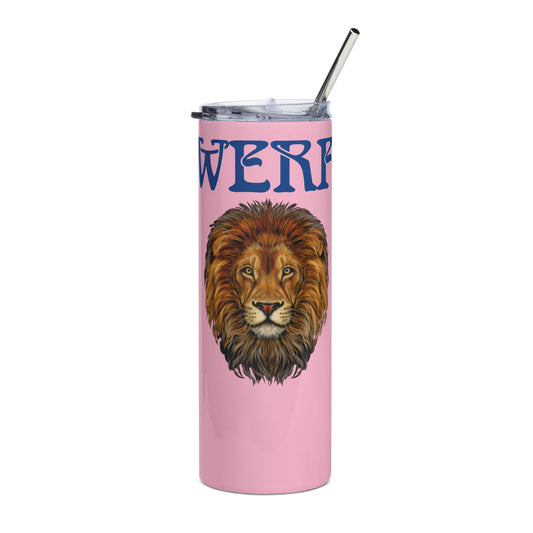 “POWERFUL!”Cotton Candy Stainless Steel Tumbler W/Blue Font