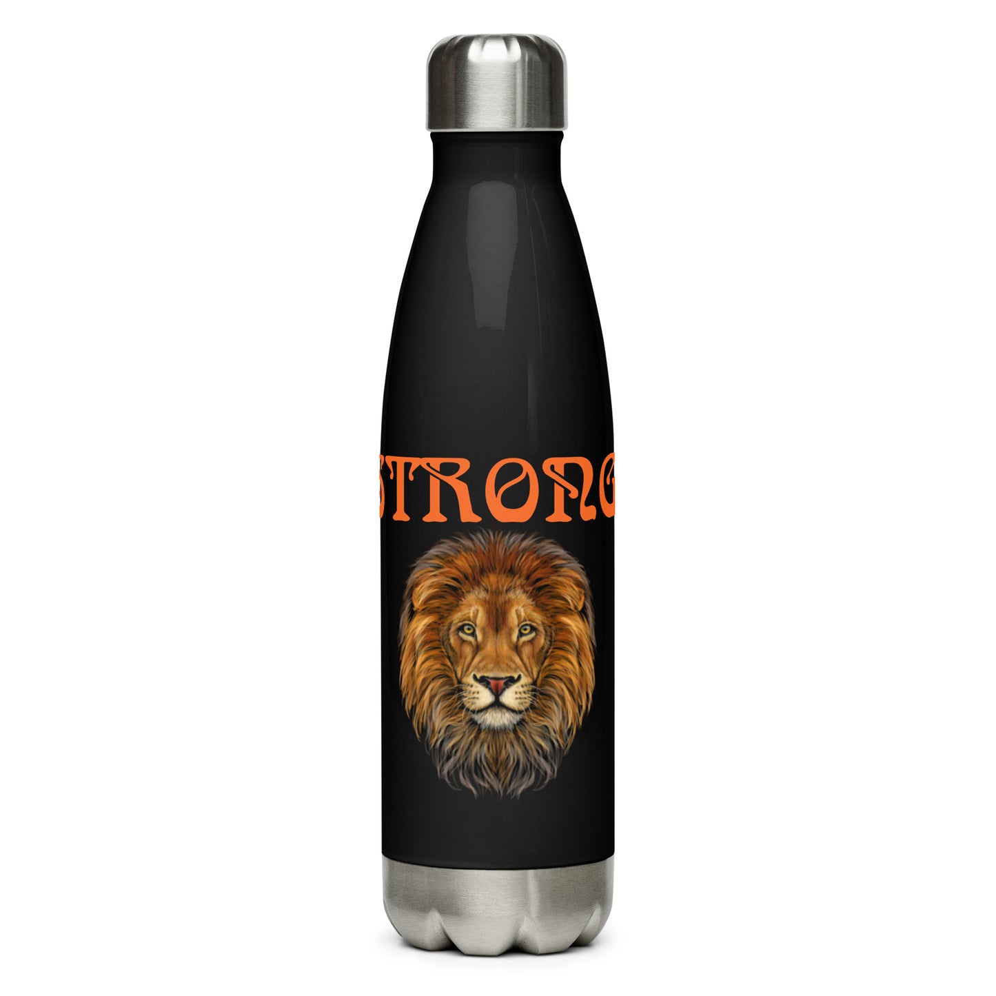 “STRONG”Stainless Steel Water Bottle W/Orange Font