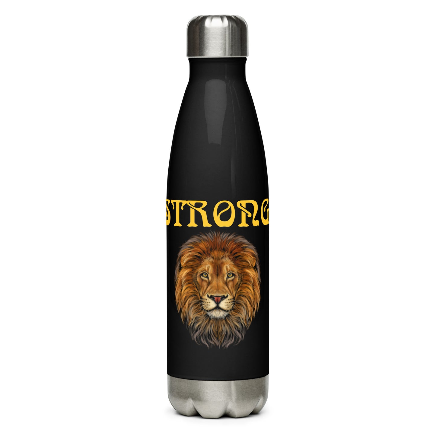 “STRONG”Stainless Steel Water Bottle W/Yellow Font