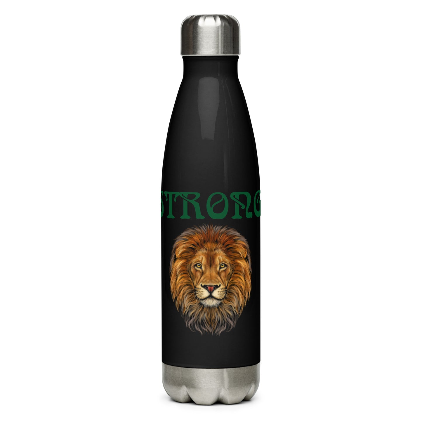 “STRONG”Stainless Steel Water Bottle W/Green Font