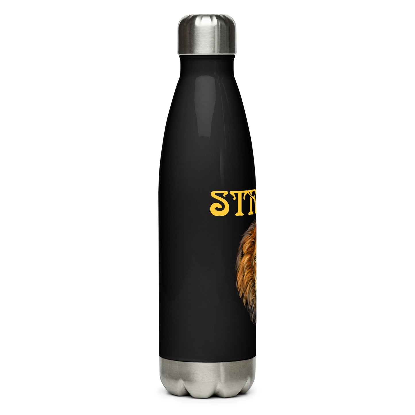 “STRONG”Stainless Steel Water Bottle W/Yellow Font