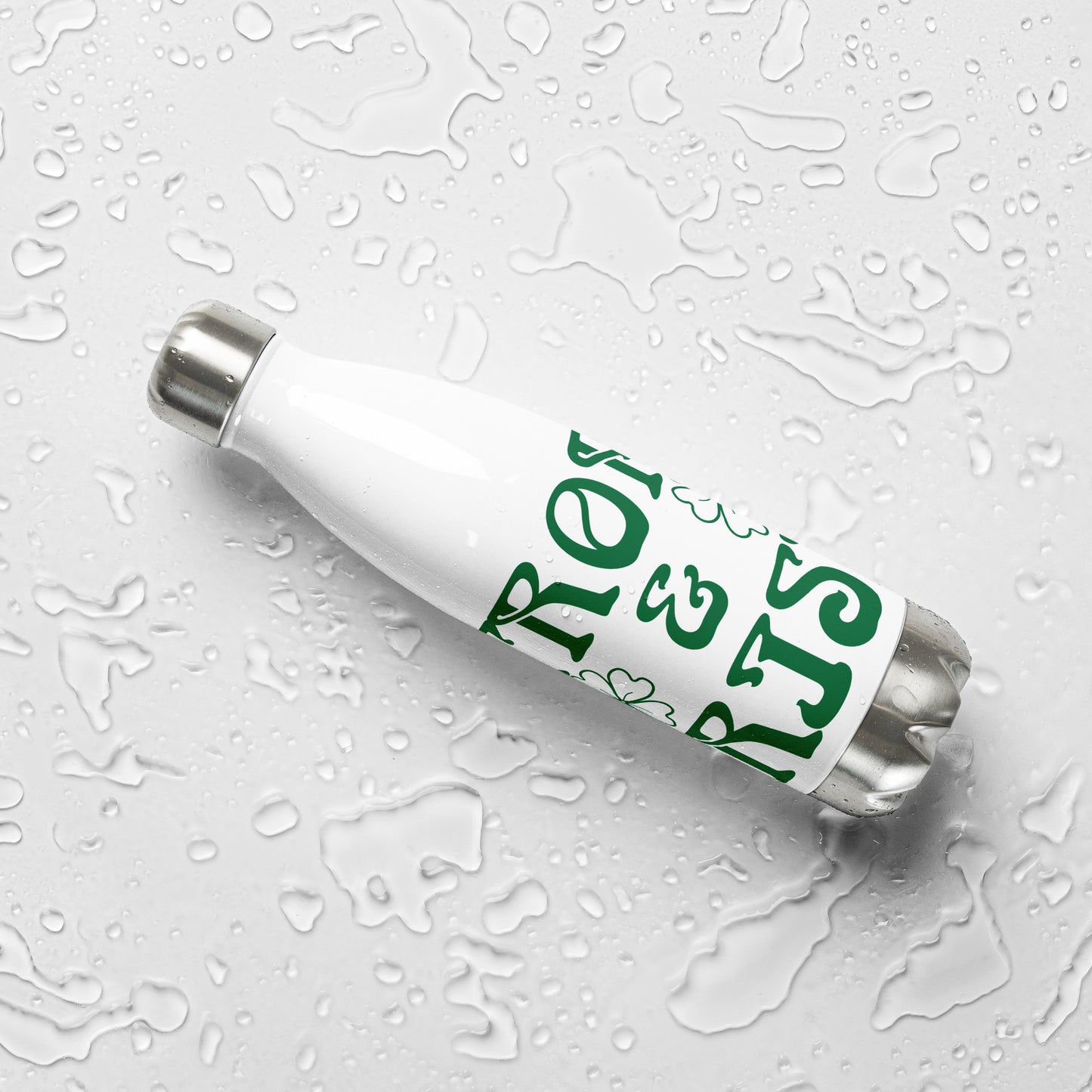 “STRONG & IRISH!”Stainless Steel Water Bottle W/Green Font