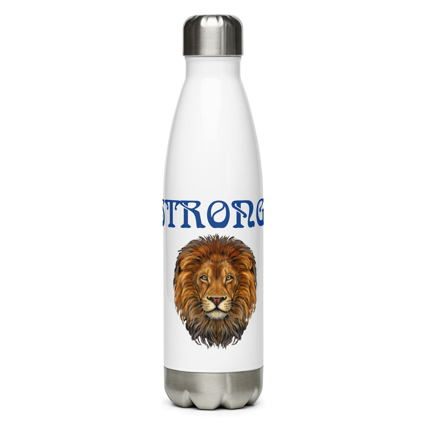 “STRONG”Stainless Steel Water Bottle W/Blue Font