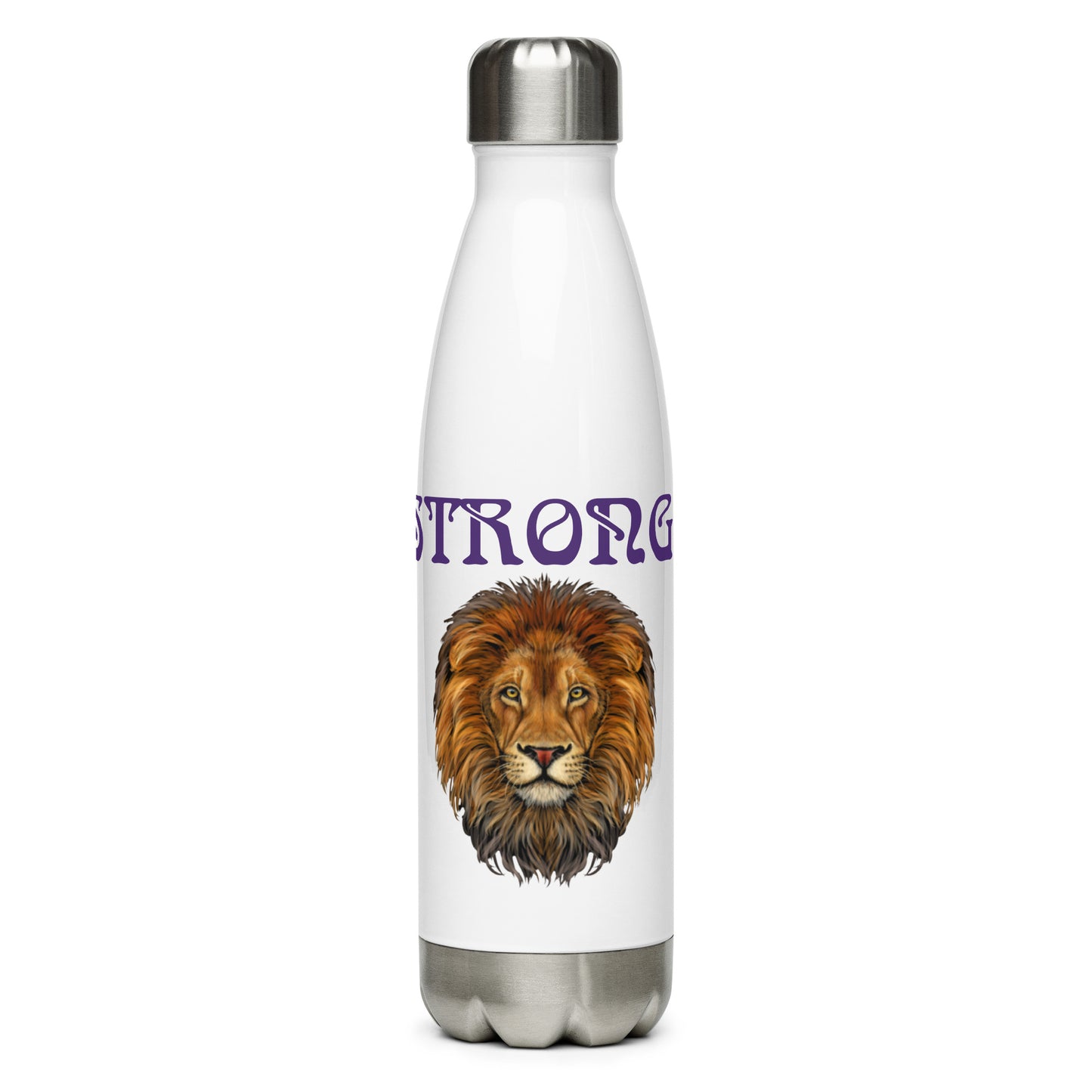 “STRONG”Stainless Steel Water Bottle W/Purple Font