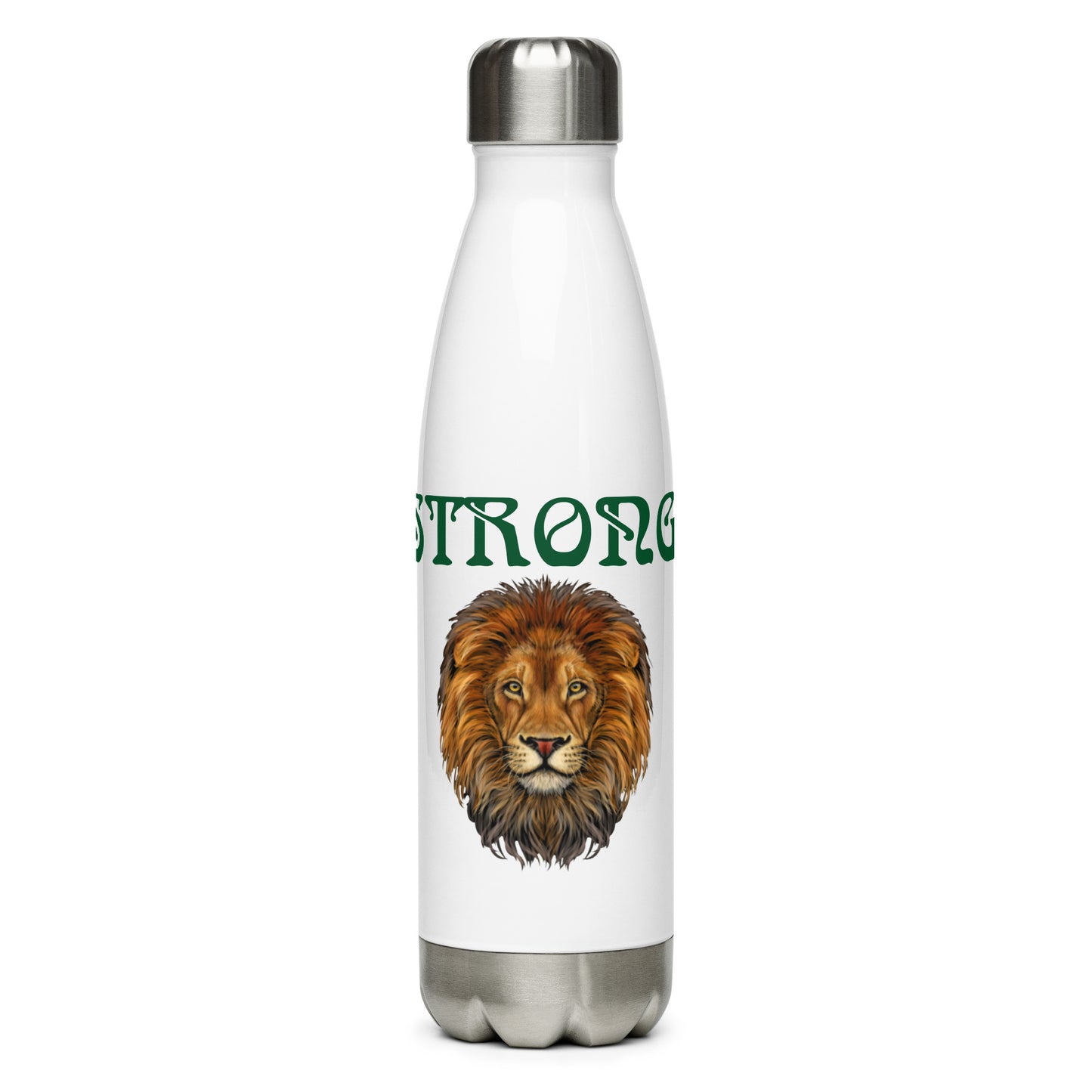 “STRONG”Stainless Steel Water Bottle W/Green Font