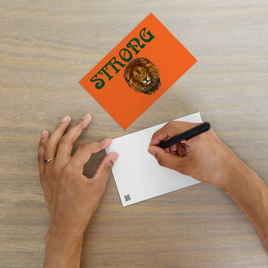 “STRONG”Orange Standard Postcard W/Green Font