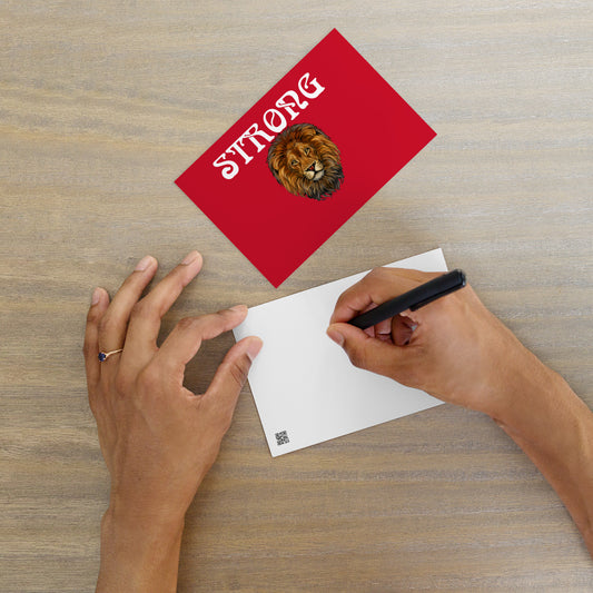 “STRONG”Red Standard Postcard W/White Font