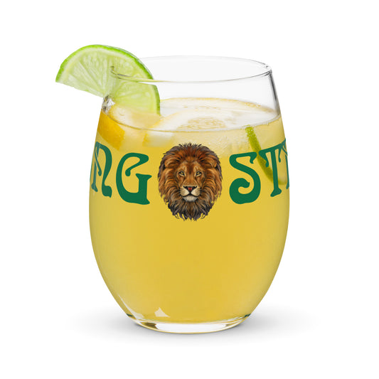 “STRONG”Stemless Wine Glass W/Green Font