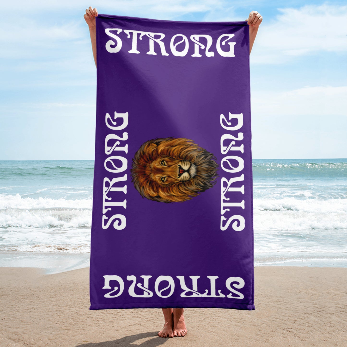 “STRONG”Purple Towel W/White Font