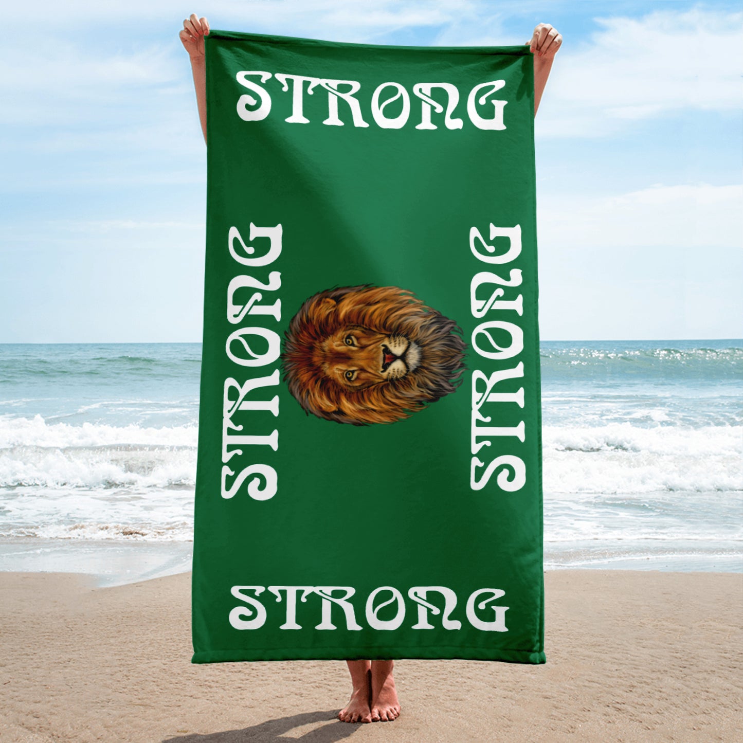 “STRONG”Green Towel W/White Font