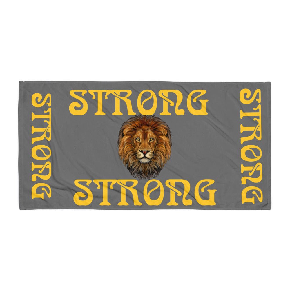 “STRONG”Grey Towel W/Yellow Font