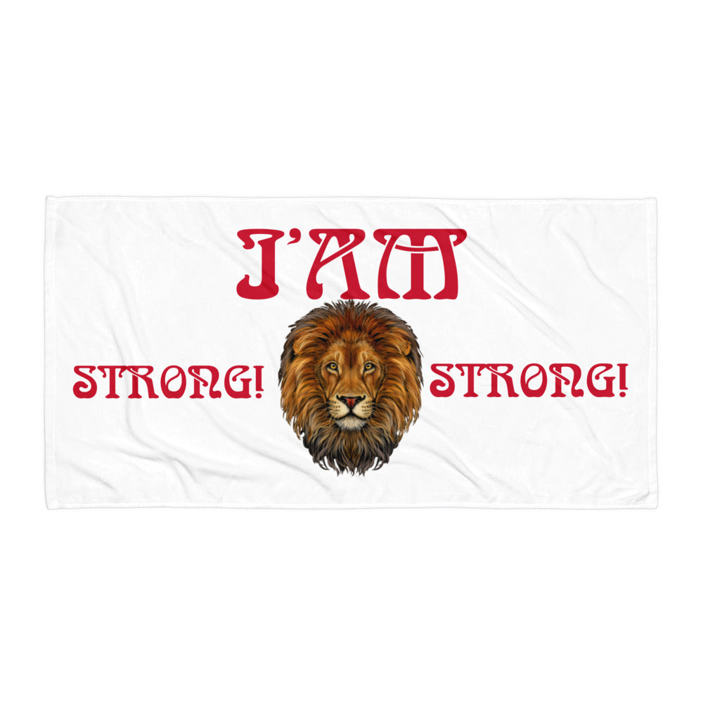 “I’AM STRONG!”White Towel W/Red Font