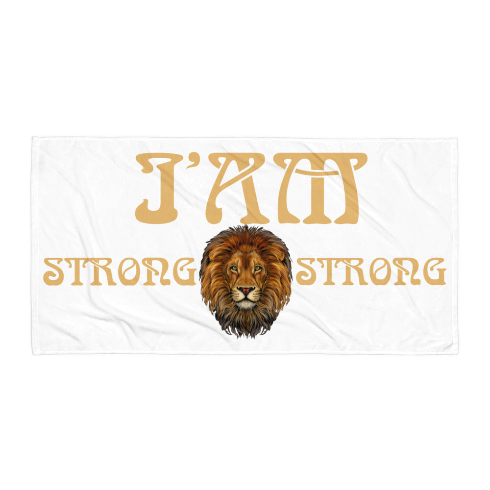 “I’AM STRONG!”White Towel W/Fawn Font