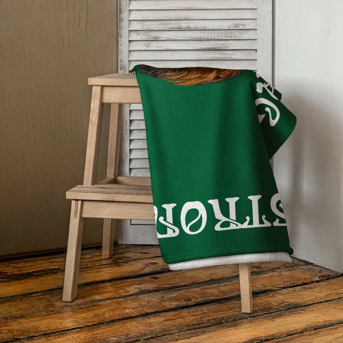 “STRONG”Green Towel W/White Font