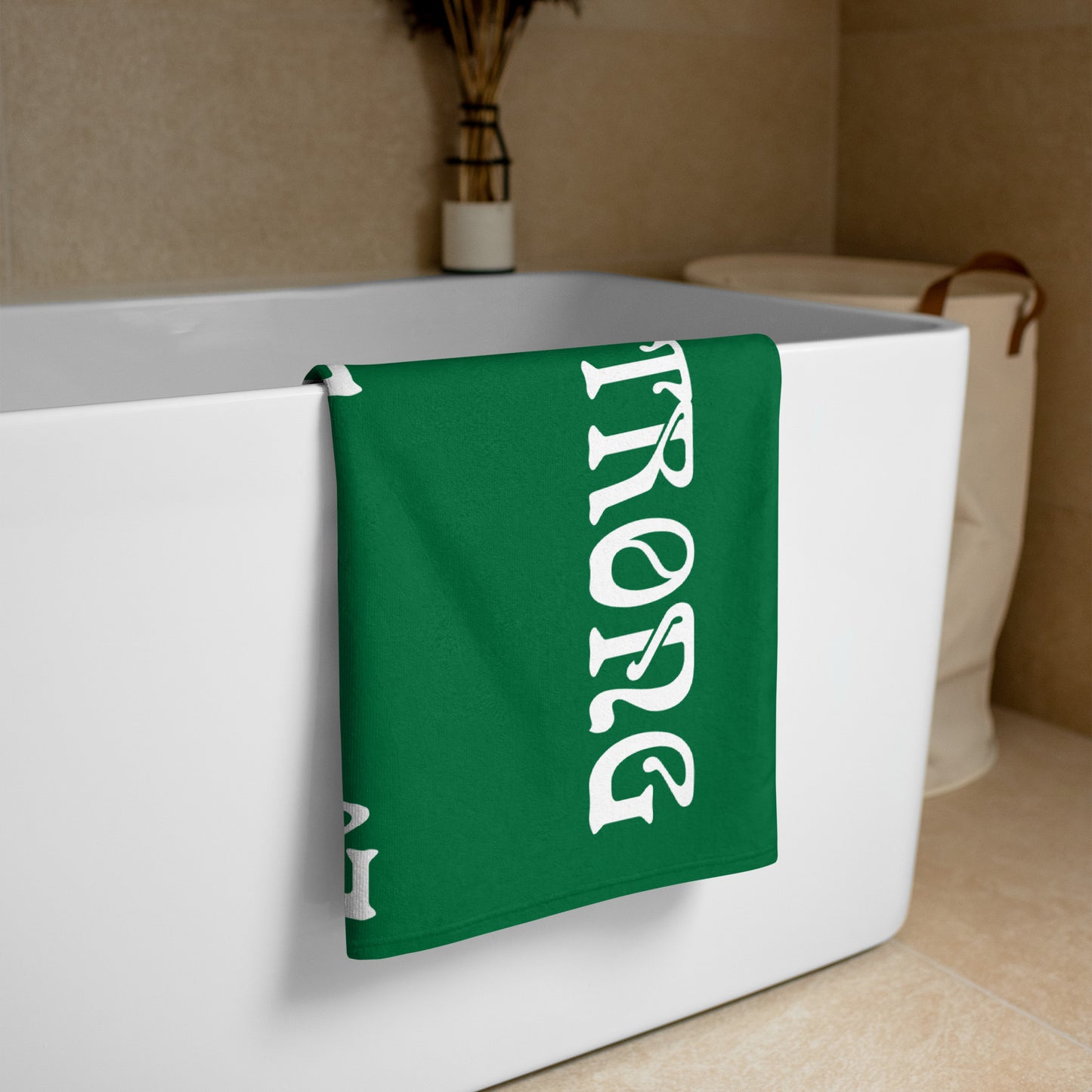 “STRONG”Green Towel W/White Font