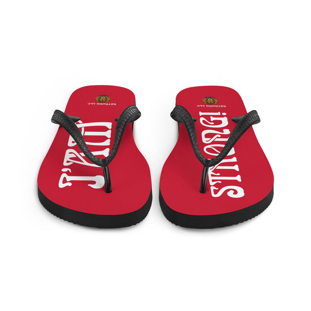 “I’AM STRONG!” Red Unisex Flip-Flops W/White Font