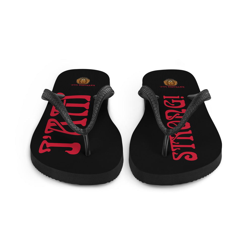 “I’AM STRONG!” Black Unisex Flip-Flops W/Red Font