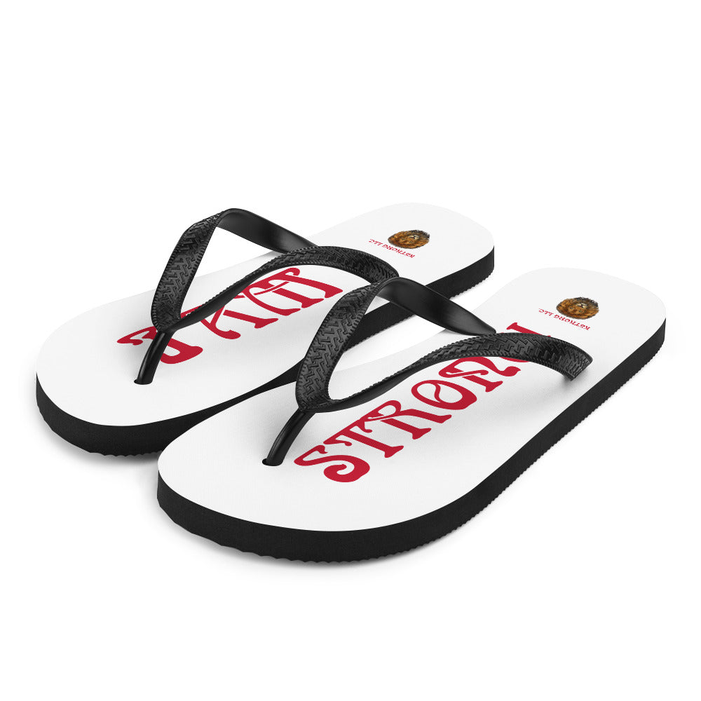 “I’AM STRONG!” White Unisex Flip-Flops W/Red Font