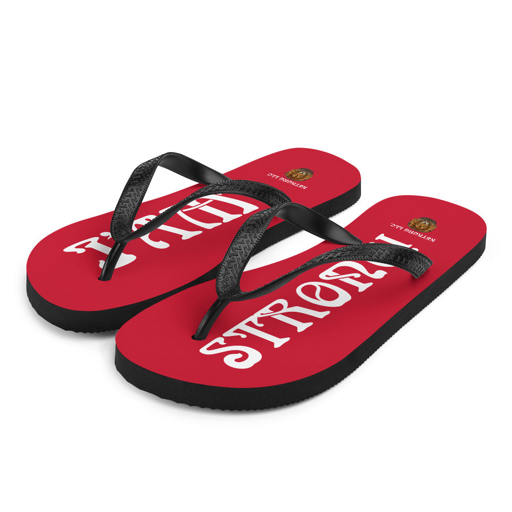 “I’AM STRONG!” Red Unisex Flip-Flops W/White Font