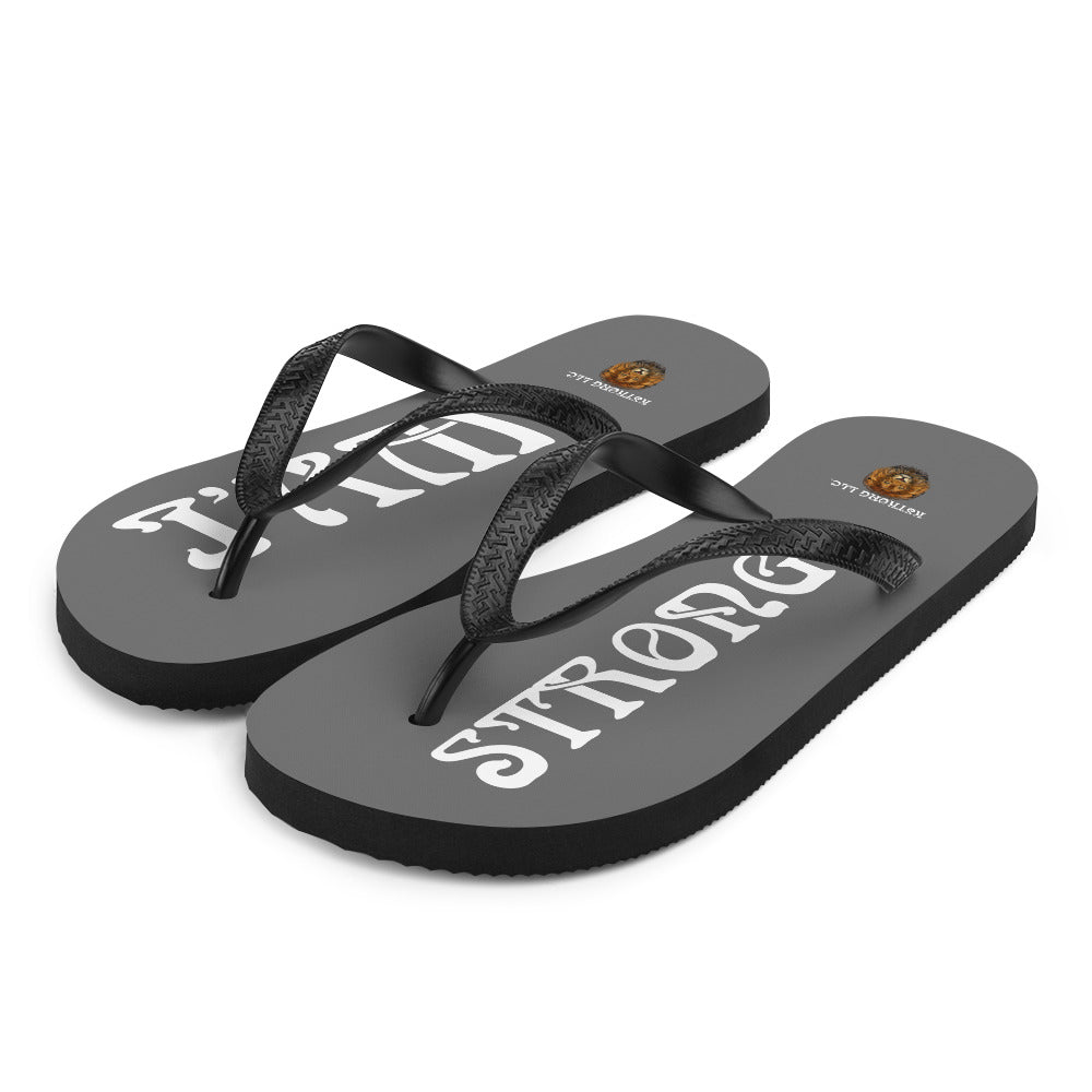 “I’AM STRONG!” Grey Unisex Flip-Flops W/White Font