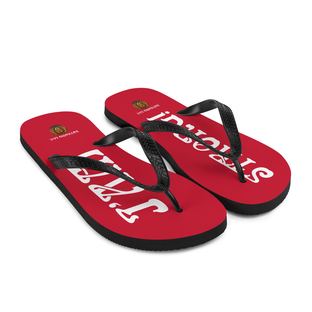 “I’AM STRONG!” Red Unisex Flip-Flops W/White Font