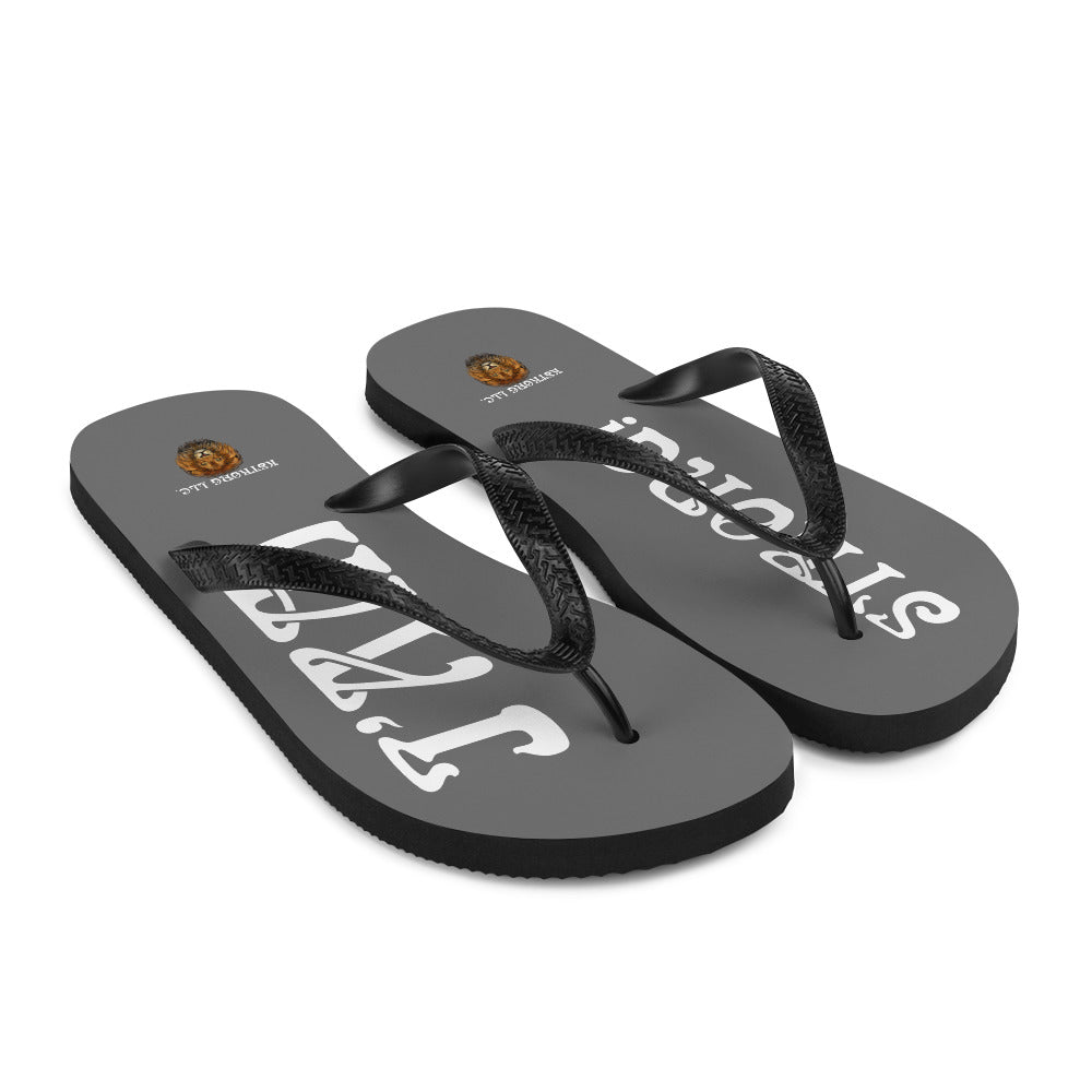 “I’AM STRONG!” Grey Unisex Flip-Flops W/White Font