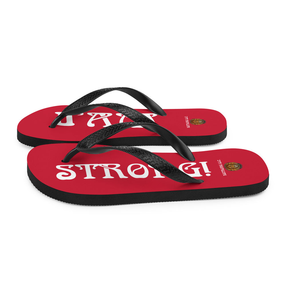 “I’AM STRONG!” Red Unisex Flip-Flops W/White Font