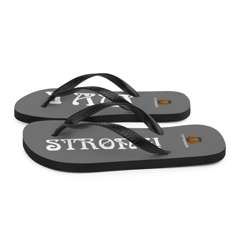 “I’AM STRONG!” Grey Unisex Flip-Flops W/White Font