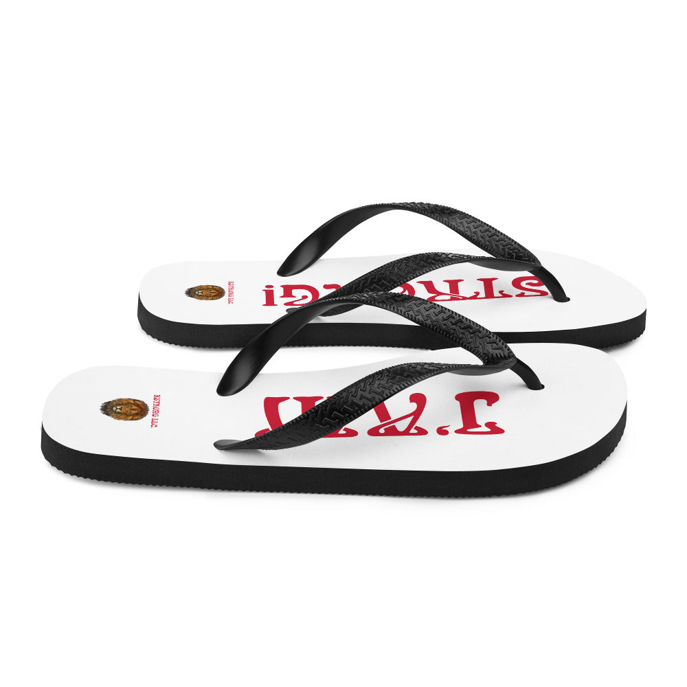 “I’AM STRONG!” White Unisex Flip-Flops W/Red Font