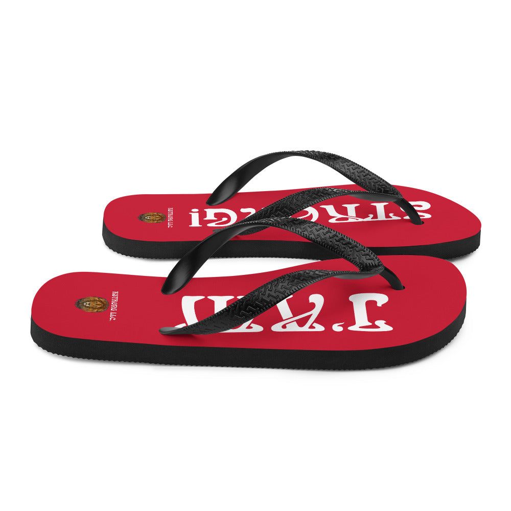 “I’AM STRONG!” Red Unisex Flip-Flops W/White Font