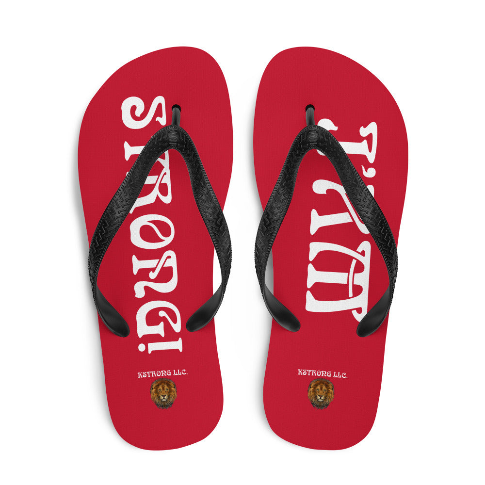 “I’AM STRONG!” Red Unisex Flip-Flops W/White Font