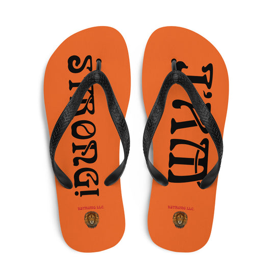 “I’AM STRONG!” Orange Unisex Flip-Flops W/Black Font