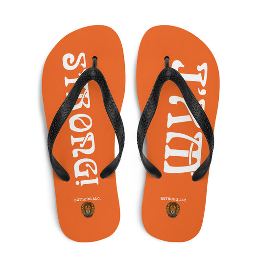 “I’AM STRONG!” Orange Unisex Flip-Flops W/White Font